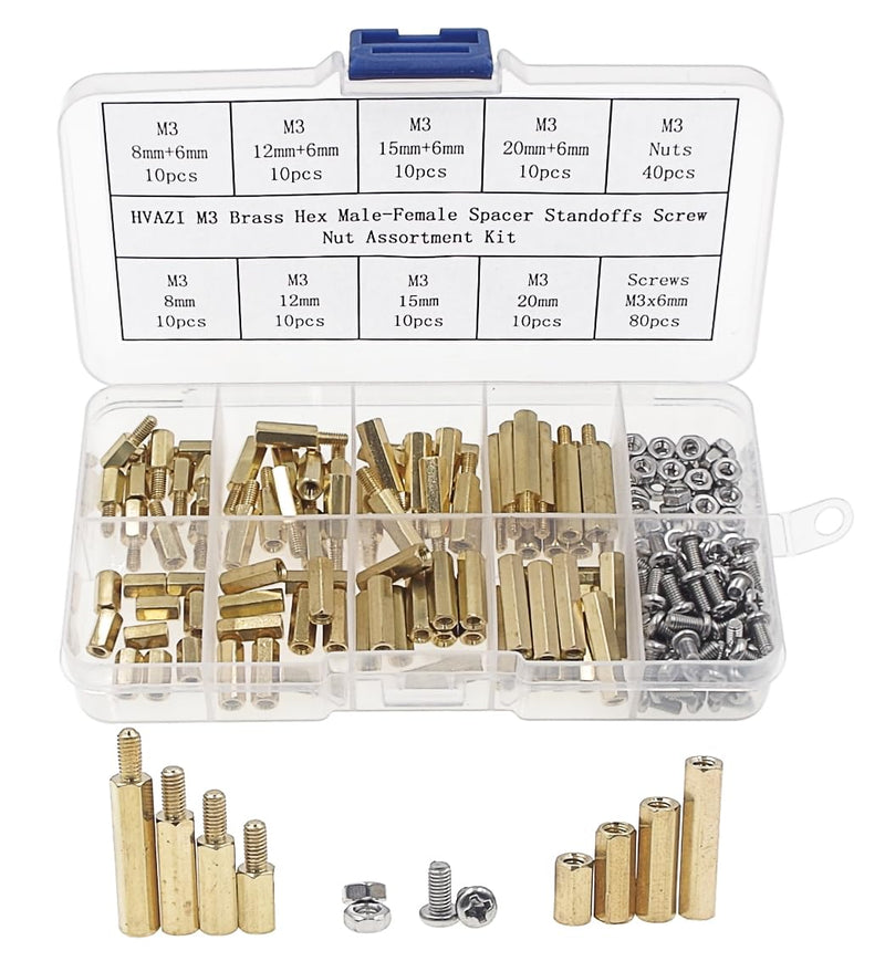 M3 Brass Hex Spacer Standoffs Screw Nut Assortment Kit;Male-Female M3