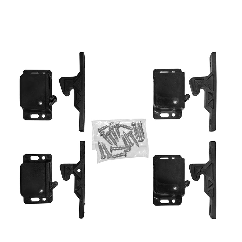 Camp'N 4 Pack RV Cabinet Door Latch - Easy to Install OEM RV Drawer Latches and Catches - Push Latch and Catch for Cabinets in Trailers and Motorhomes 4 Sets