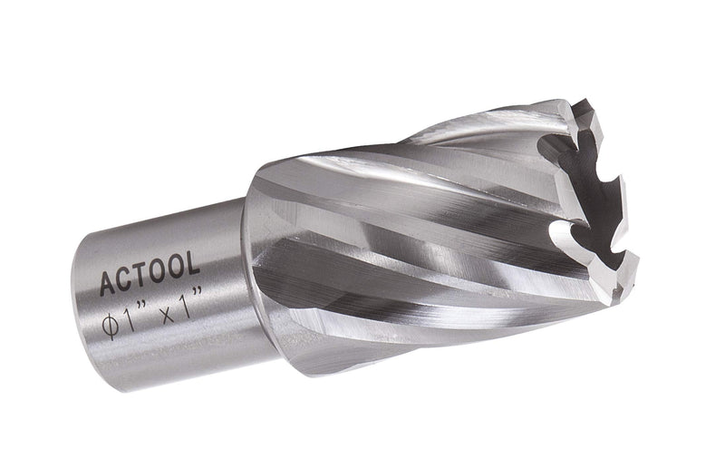 ACTOOL 1" Diameter × 1" Depth of Cut HSS ANNULAR Cutter with 3/4'' Weldon Shank 1'' x 1''