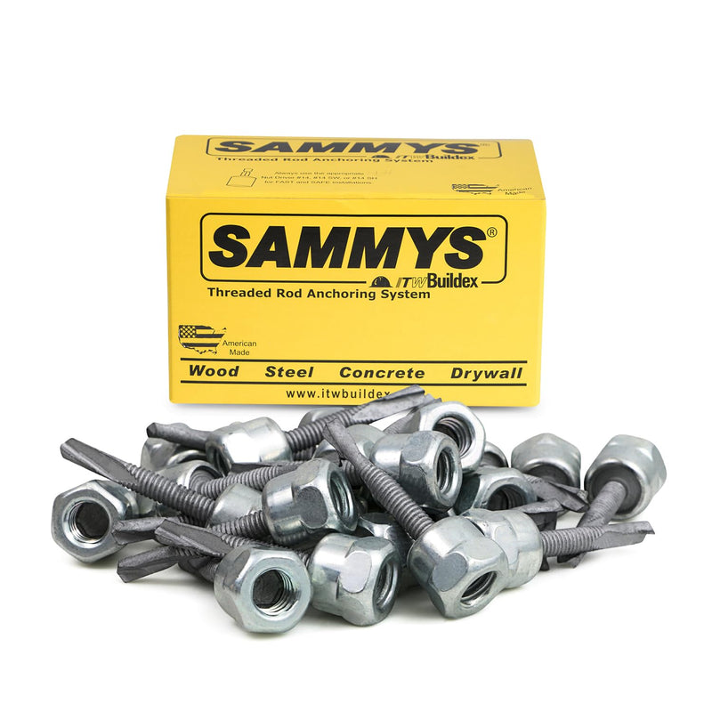 Everflow 8037957-25 3/8" Screw Vertical Threaded Rod Anchor Designed for Steel Structure, Steel, Electro-Zinc, 12-24 x 1-1/2" Screw Length (25 Pack) Pack of 25