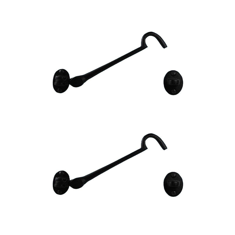 Renovators Supply Manufacturing Door Latch Lock 6 in. Cast Iron Swivel Style Hook and Eye Latch for Door in Oil Rubbed Bronze Finish with Mounting Hardware Pack of 2 6-inch Swivel Hook