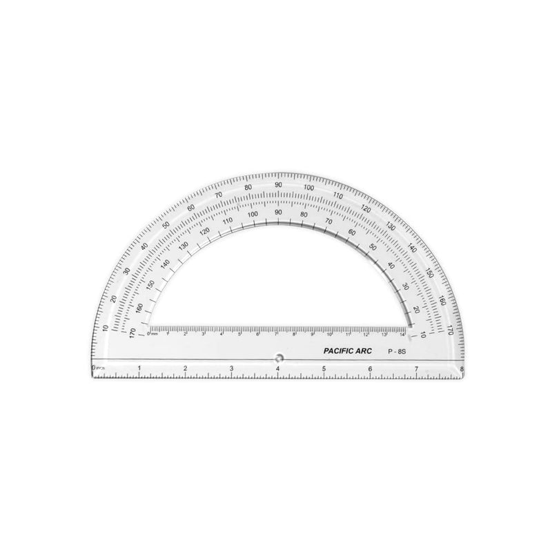 Pacific Arc's 8 Inch Plastic Protractor Clear Ruler 180° | 8 Inch