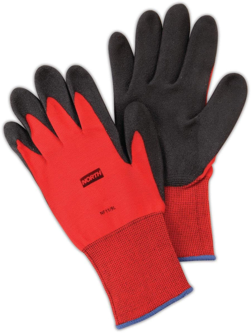 Honeywell North by Honeywell NF11/8M NorthFlex Red NF11 Foamed PVC Palm Coated Gloves, Nylon, Size 8, Black/Red (Pack of 12)