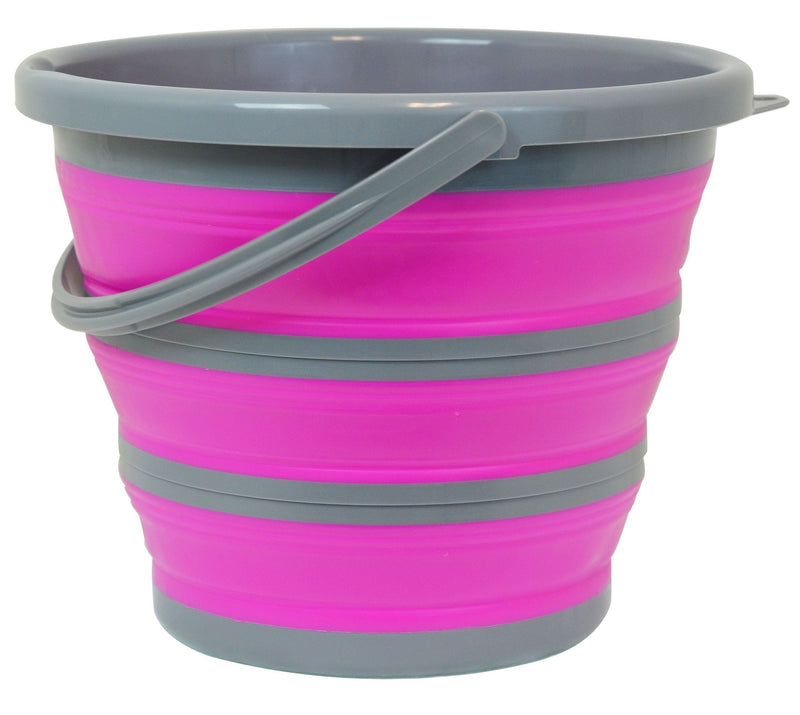 Southern Homewares Deluxe Foldable Silicone Collapsible 2.65 Gallon Bucket, Pink