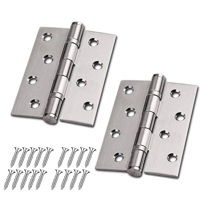 TOGU 2-PCS Brushed Nickel Door Hinges 4" x 3" Made of 2.5mm 304 Stainless Steel. Heavy Duty Hinges Work as Exterior Door Hinges for Bedroom, School, Apartment, Office 2 Pack