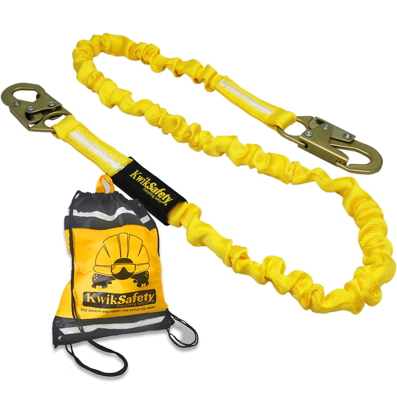 KwikSafety - Charlotte, NC - Rattler [1 Pack] Internal Shock Absorber Single Leg 6ft Safety Lanyard OSHA ANSI Fall Arrest Protection Equipment Snap Hooks Construction Arborist Roofing 1. Single-Leg 1 Pack