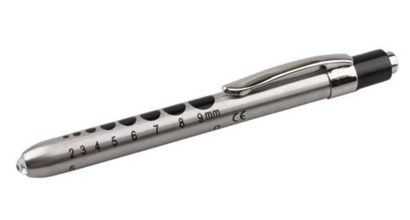 EMI Stainless Steel Diagnostic Medical Penlight with Pupil Gauge - Silver EPL-935 1