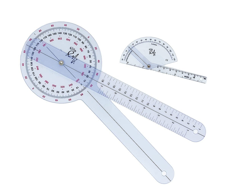 EMI 2-Piece Goniometer Set – 12" Goniometer and Finger Goniometer for Physical Therapy and Range of Motion Measurement