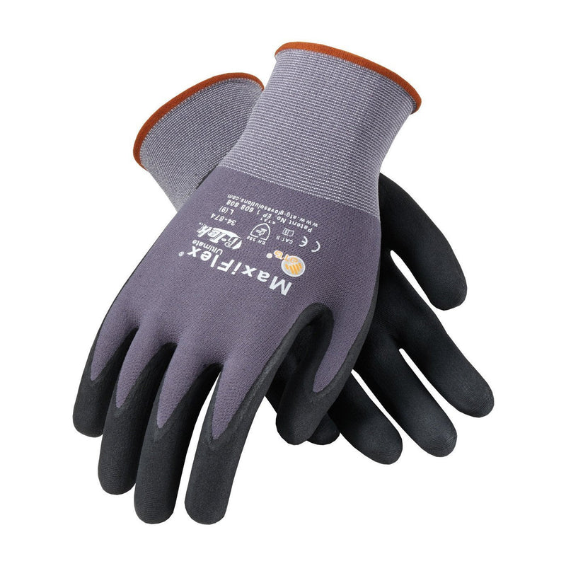 MaxiFlex Seamless Knit Nylon Gloves with Nitrile Coat and Micro Foam Grip on Palm and Fingers Cut Resistance Large 12 Pair