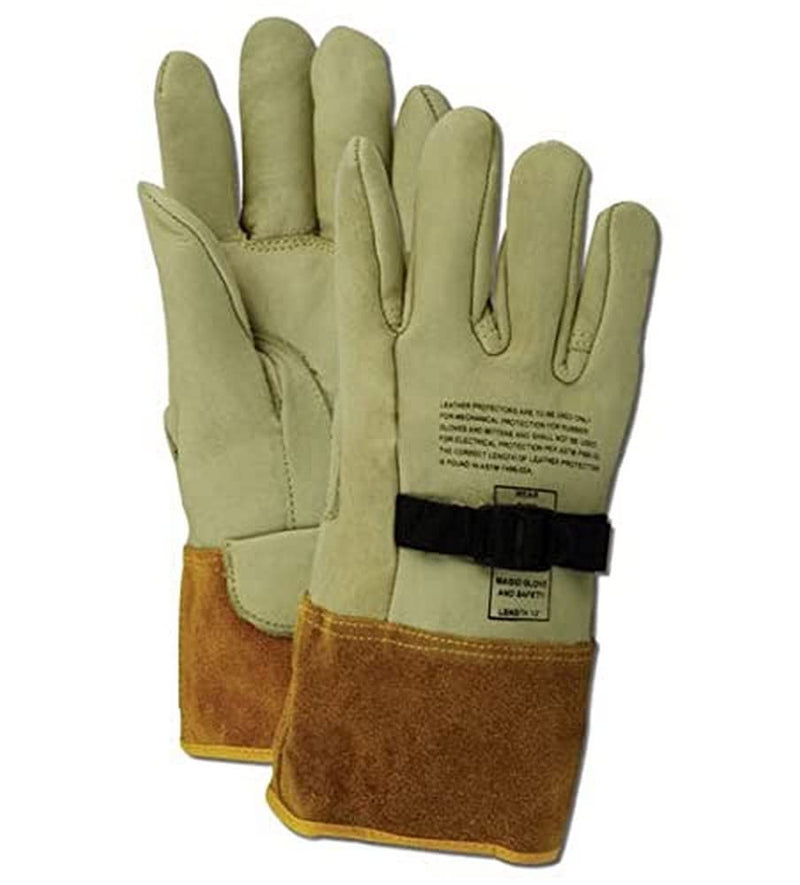 MAGID Leather Lineman Electrical Protector Work Gloves, 1 Pair, Size 10, 60611PS10, For Use With Rubber Insulated Gloves, Tan Size 10 (Pack of 1)
