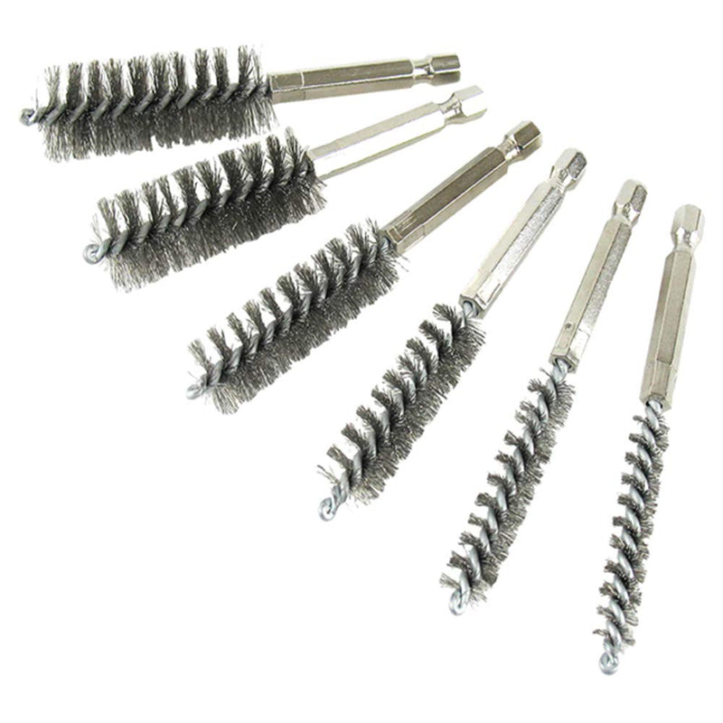 Innovative Products of America (8080) 6 Piece Twisted Wire Stainless Steel Bore Brush Set for Cleaning Tubes, Ports, Bearings and More One Size