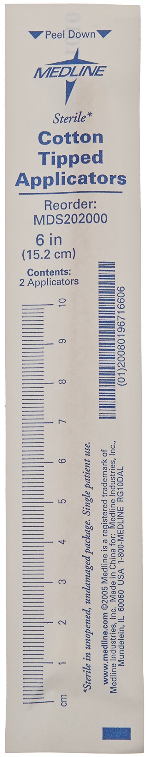 Medline Sterile Cotton-Tipped Wood Applicators, 6", Medical Supply Essentials, 2/Pack, Pack of 5