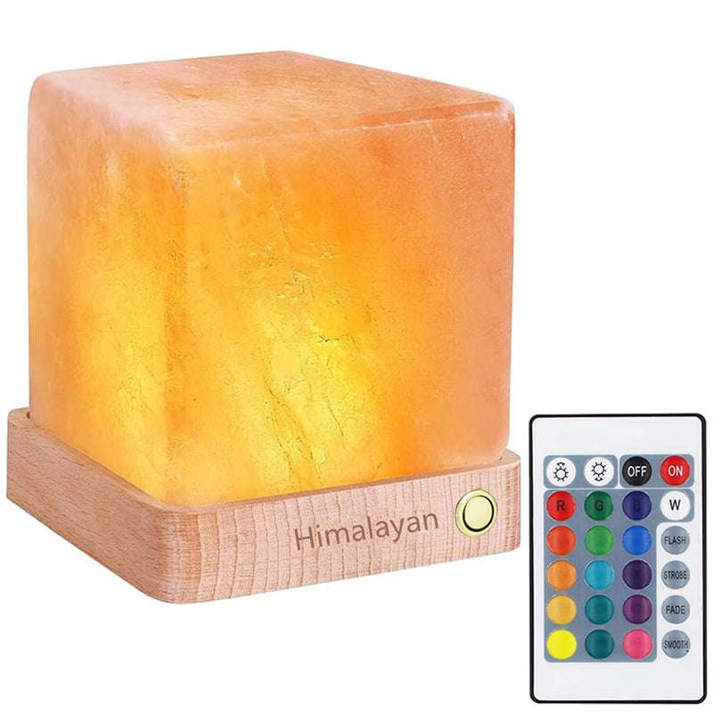 TAOHUA GARDEN Natural Himalayan Cordless Salt Lamp Rock Crystal Rechargeable（Built-in Battery） Remote Control 15colours Decorative Present for Friend