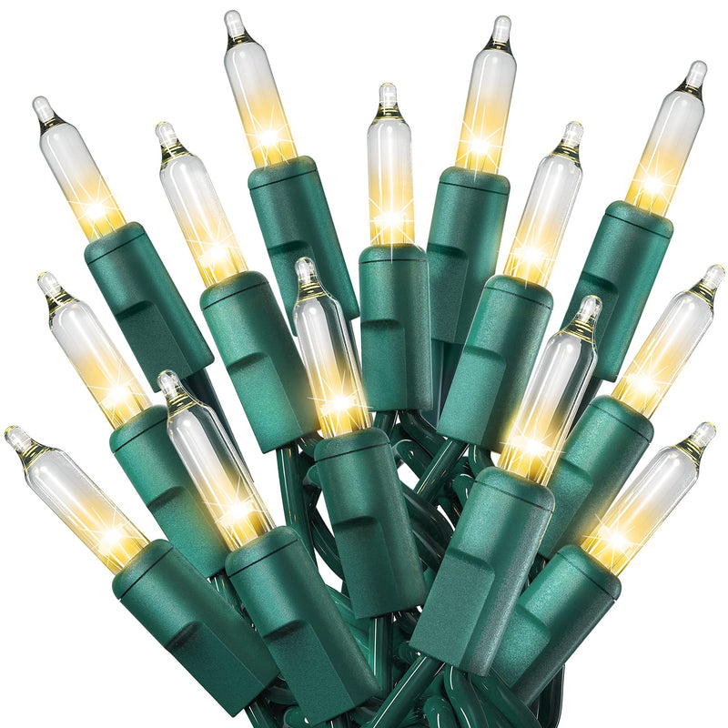 PREXTEX 100 Count Clear Christmas Tree Lights with Green Wire - 20 ft Ultra Bright Christmas Lights Outdoor or Indoor - String Fairy Lights for Christmas Trees, Holidays, Patios, and Garden 100ct