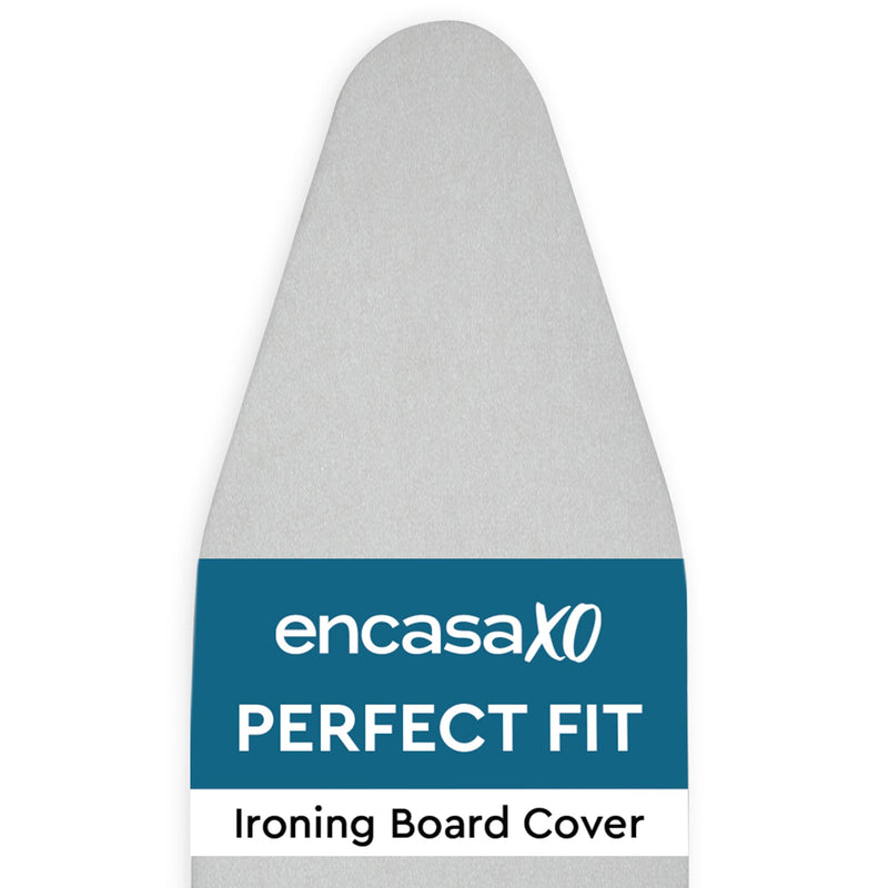 Encasa Homes Metallised Ironing Board Cover 'Silver Super Luxury' with Foam + Felt PAD (Fits Large Boards 54"x15") Heat Reflective, Scorch Resistant, Bungee Elasticated, 3 Fasteners Silver Luxury