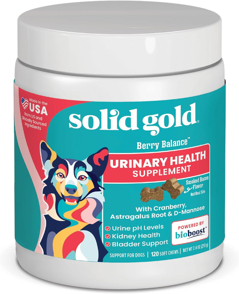 Solid Gold Cranberry Supplement for Dogs & Cats for Urinary Tract Health - Berry Balance UTI + Bladder + Kidney Support for Cats and Dogs with Antioxidants Chews - PawsPlanet Australia