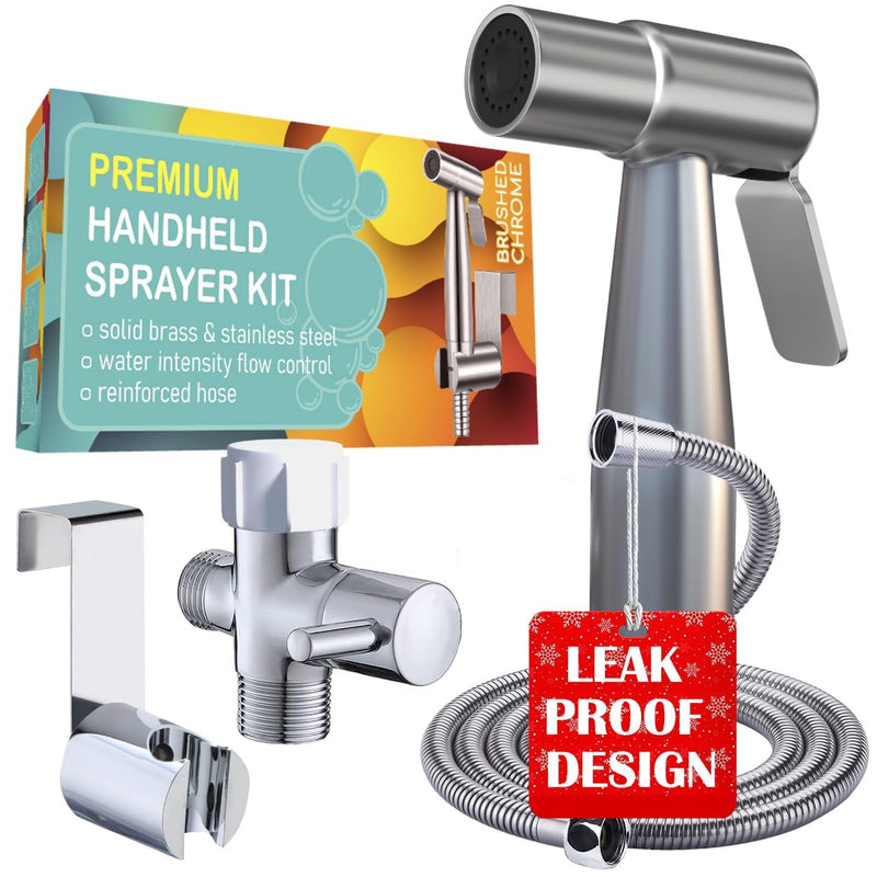 Premium Bidet Sprayer - Handheld Bide Jet Spray for Toilet | Adjustable Water Pressure | Leak-Proof Stainless Steel Toilet Bedit Sprayer | Muslim Shower | Cloth Diaper Washer | Bathroom Bidet Handheld Sprayer Kit