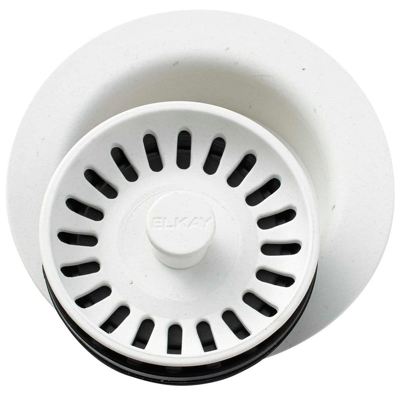 Elkay LKQD35RT Polymer Disposer Flange with Removable Basket Strainer and Rubber Stopper, Ricotta