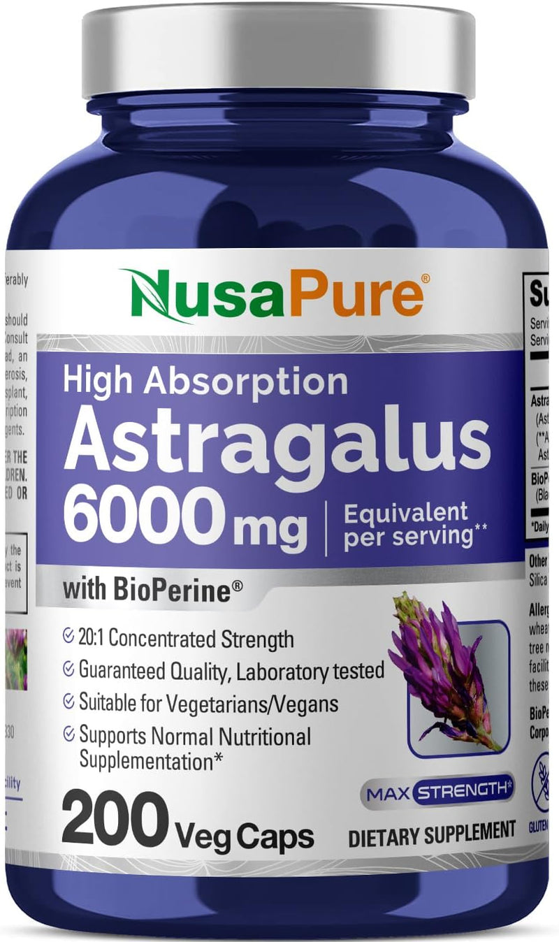 Astragalus 3000 mg Per Caps, Extract 20:1 200 Veg Capsules (Non-GMO & Gluten-Free) - NewNest Australia
