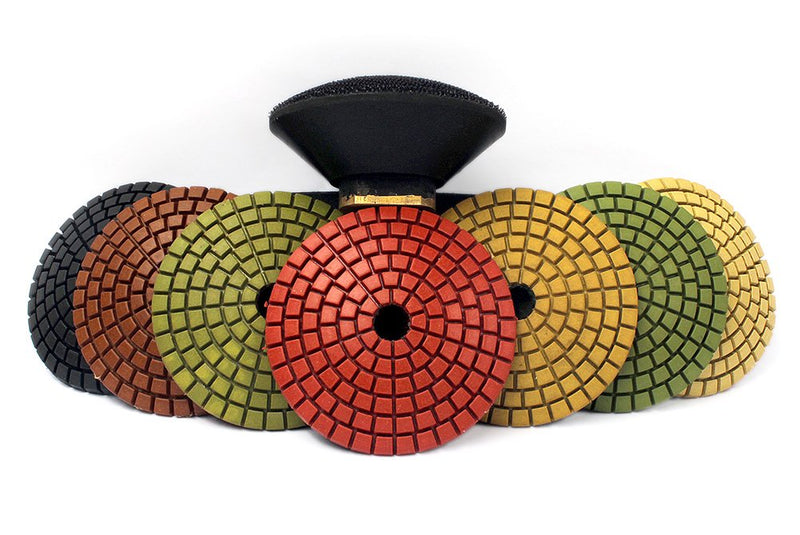 Z-LION 3" Diamond Convex Polishing Pad with 5/8"-11 Thread Backer Pad Convex Disc for Marble Granite 3 inch 8