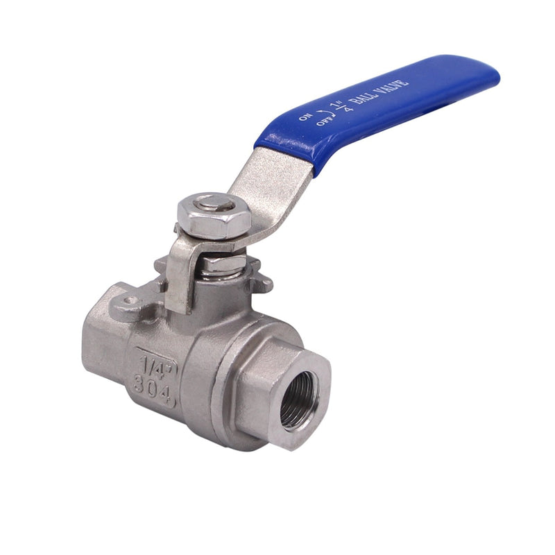 DERNORD Full Port Ball Valve Stainless Steel 304 Heavy Duty for Water, Oil, and Gas with Blue Locking Handles (1/4" NPT) 1/4 Inch Pack of 1