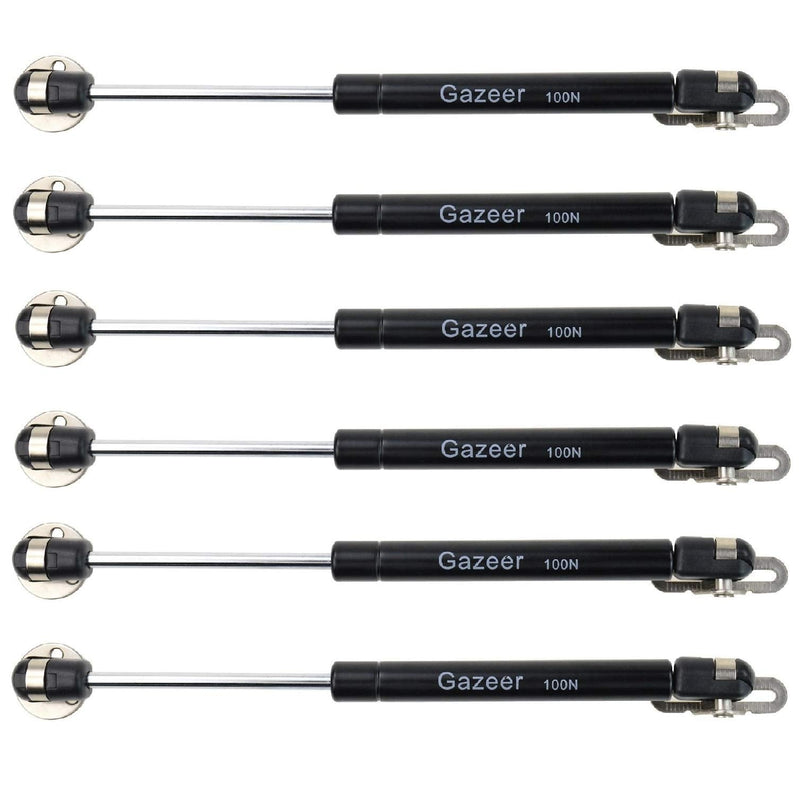 6 Pcs 100N/22.5lb Gas Struts 10inch Cabinet Struts Cabinet Shocks Cabinet Door Lift Pneumatic Support Black