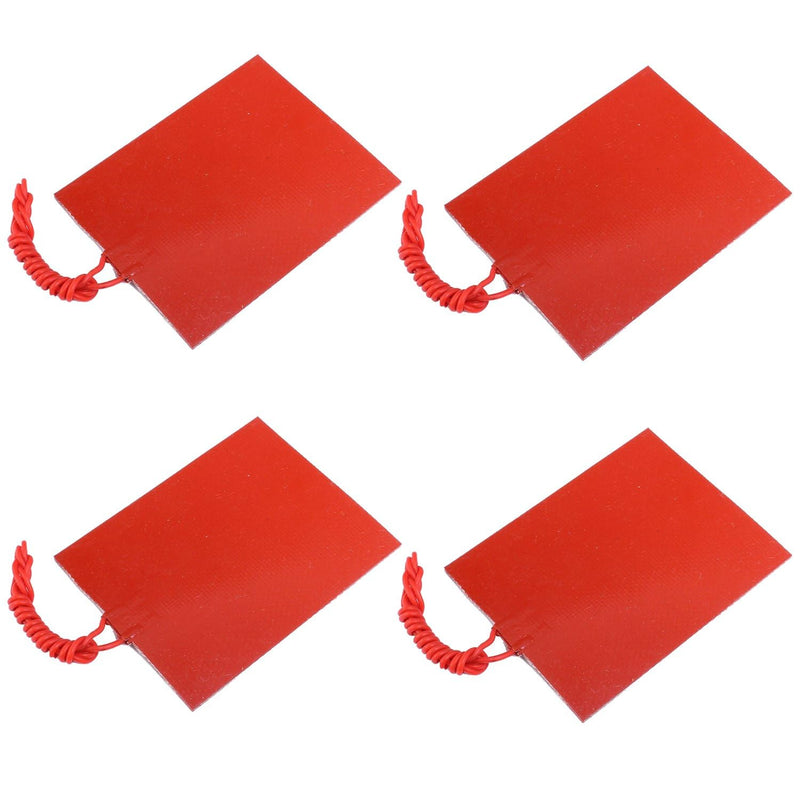 4PCS Silicone Heater Mat, Icstation Rubber Heating Mat 12V 25W Electric Blanket Flexible Mat Constant Temperature 80X100mm Red 4