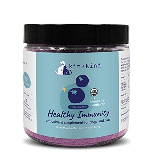 kin+kind Dog Supplement Powder - Cranberry Supplement for Dogs and Cats for Healthy Immunity - Cat & Dog Bladder Support - Natural Formula with Organic Cranberry, Blueberry and Coconut - Made in USA 4 Ounce (Pack of 1) - PawsPlanet Australia