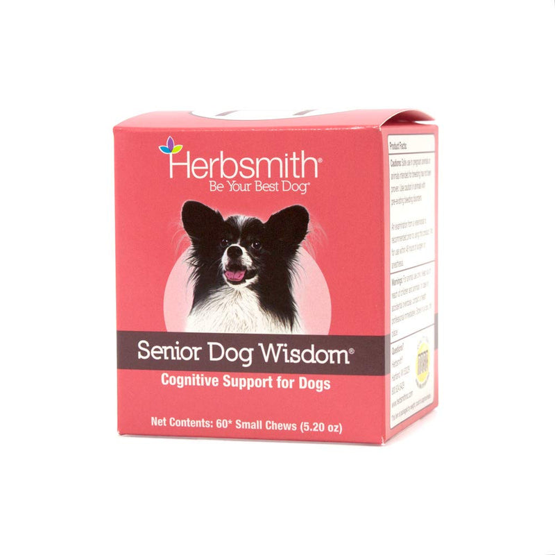 Herbsmith Senior Dog Wisdom – Dog Dementia Supplement – DHA for Senior Dog Brain Health - Senior Supplement for Dogs- 60ct Small Chews 60ct Small Chews (For Dogs Under 30lbs) - PawsPlanet Australia