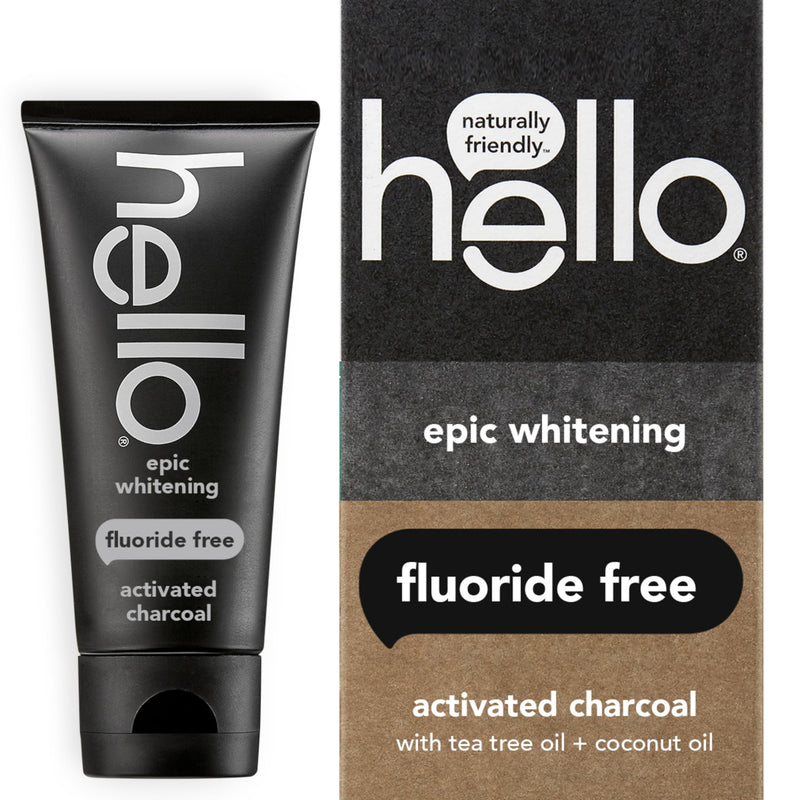 hello Activated Charcoal Epic Whitening Fluoride Free Toothpaste, Fresh Mint + Coconut Oil, Vegan & SLS Free 4 Ounce (Pack of 1)