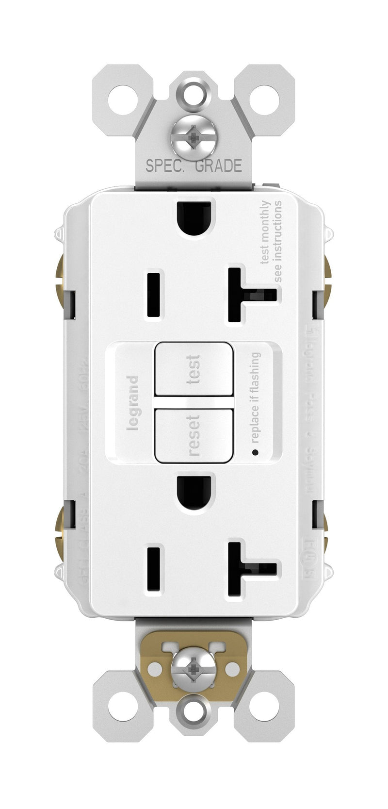 Legrand radiant 2097WCCD12 20 Amp GFCI Self Test Decorator Duplex Outlet, White (1 Count)