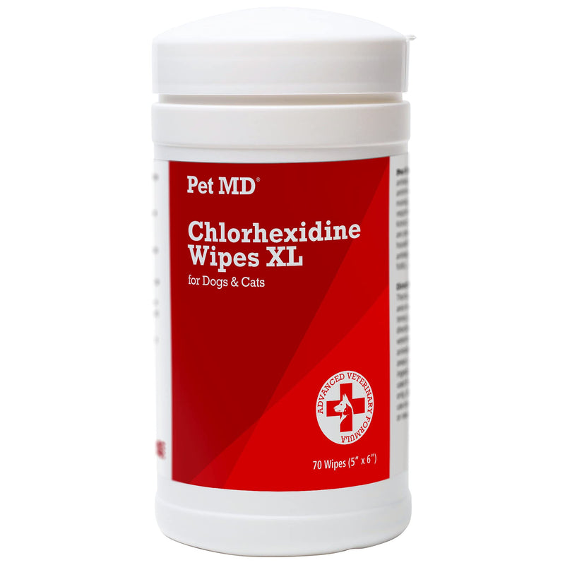Pet MD Chlorhexidine Wipes XL with Aloe for Dogs and Cats - Medicated Wipes for Skin Infections, Hotspots, Acne, & Other Skin Conditions - 70 XL Wipes - PawsPlanet Australia