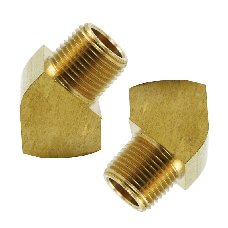 Legines 45 Degree Street Elbow 1/8" NPT Male x 1/8" NPT Female Brass Pipe Fitting (Pack of 2) 1/8" NPT Female x 1/8" NPT Male