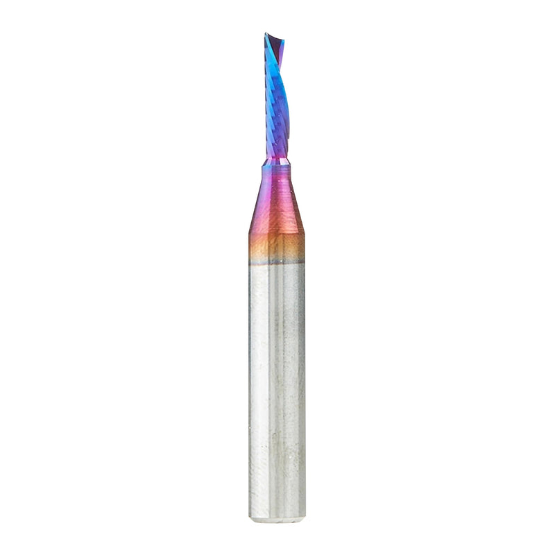 Amana Tool Spektra Coated Solid Carbide CNC Spiral Single O-Flute Router Bit for Plastic Down-Cut, 51511-K, 1/8 D x 1/2 CH x 1/4 SHK x 2 Inch L