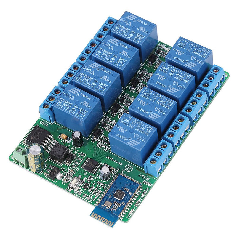 8 Channel Bluetooth 4.0 Relay Module Board Android Mobile Phone App Wireless Remote Control Relay Switch for Android Smart Home DC 12V