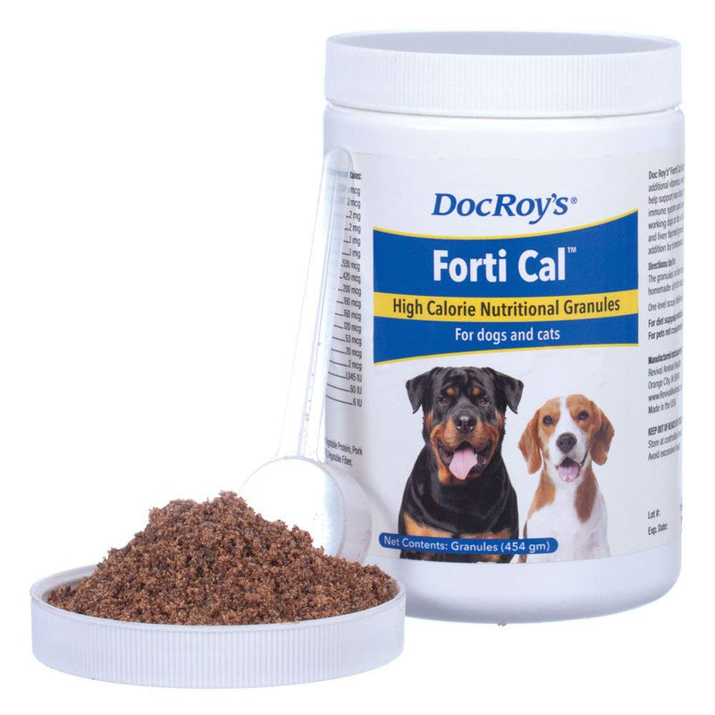 Doc Roy's Forti Cal- High Calorie Nutritional Energy Supplement - for Dogs, Cats, Puppies & Kittens- 454 gm Granules - PawsPlanet Australia