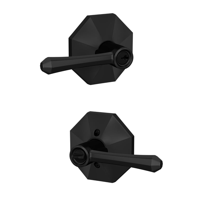 SCHLAGE Dempsey Keyed Entry Door Handle, Reversible, Matte Black