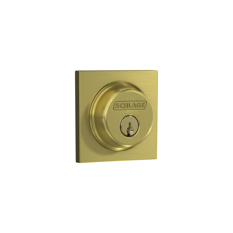 SCHLAGE Lock Company Single Cylinder Deadbolt with Collins Trim, Satin Brass (B60 608 COL)