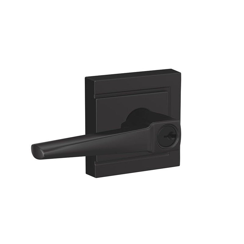 SCHLAGE F51A ELR 622 ULD Eller Lever with Upland Trim Keyed Entry Lock, Matte Black