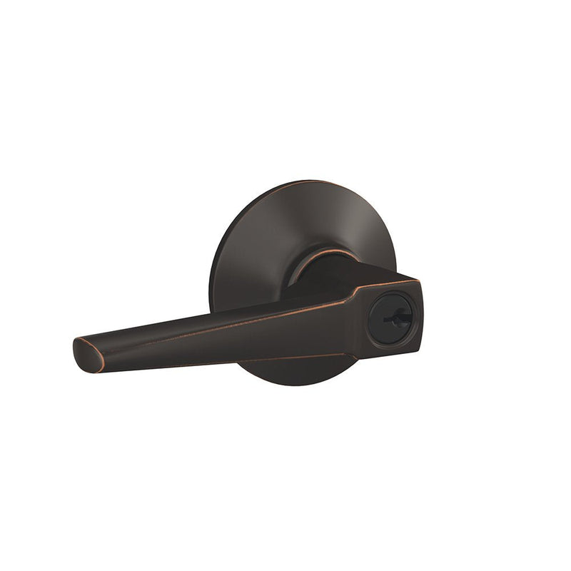 SCHLAGE F51A ELR 716 PLY Eller Lever with Plymouth Trim Keyed Entry Lock, Aged Bronze
