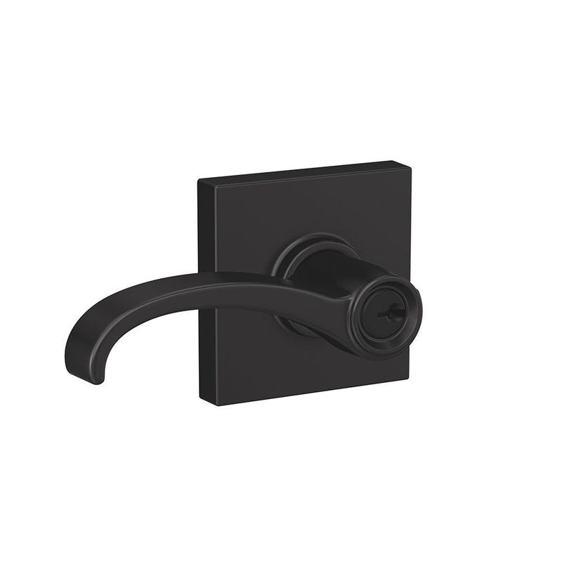 SCHLAGE F51A WIT 622 COL Whitney Lever with Collins Trim Keyed Entry Lock, Matte Black
