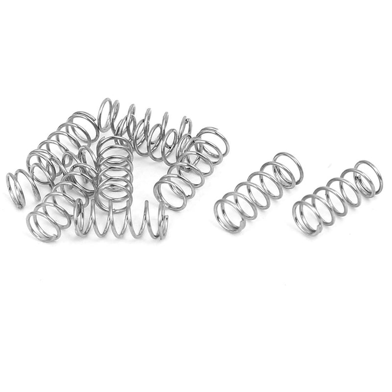 uxcell Compression Spring,304 Stainless Steel,4mm OD,0.4mm Wire Size,10mm Free Length,Silver Tone,10Pcs