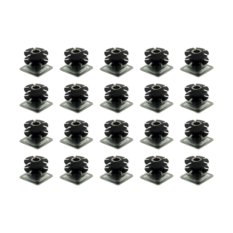 Outwater Industries Double Star Threaded Caster Insert | Heat Treated Steel | Fits 1-1/4 Inch Square 16-18 Gauge Tube | Thread: 5/16-18 | 20 Pack