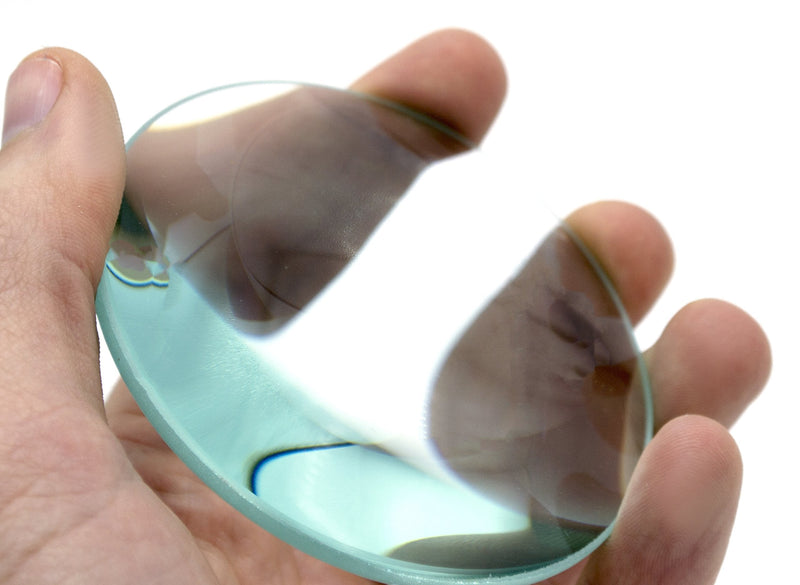 EISCO Double Convex Lens, 100mm Focal Length, 3" (75mm) Diameter - Spherical, Optically Worked Glass Lens - Ground Edges, Polished - Great for Physics Classrooms