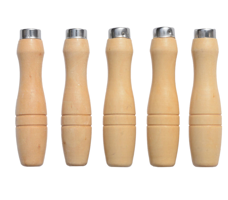 DS-Space Wooden File Handle with Strong Metal Collars for 4.0''-7.0'' File (5 Pack) (Medium) Medium