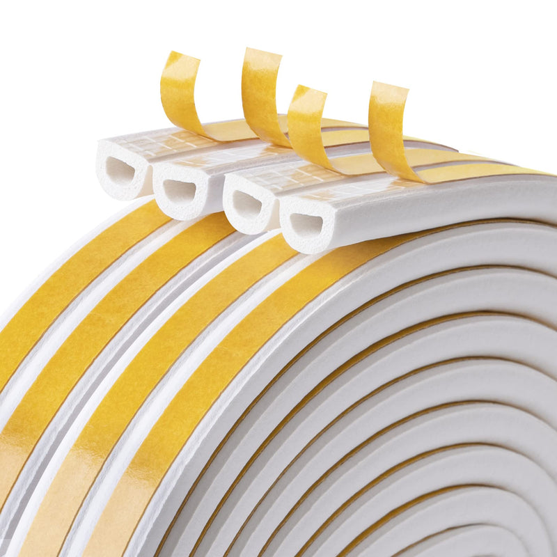 CloudBuyer Weather Stripping for Door,Insulation Weatherproof Doors and Windows Soundproofing Seal Strip,Collision Avoidance Rubber Self-Adhesive Weatherstrip (White, 33Ft) White