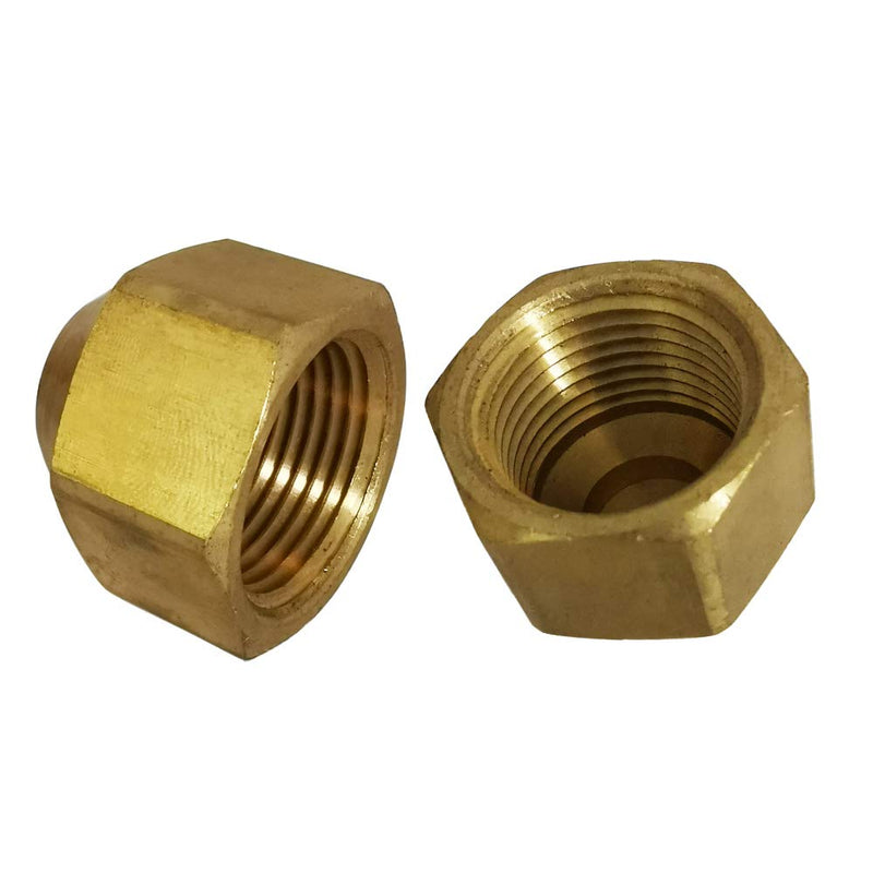 Legines 3/8" Flare Cap, Brass SAE 45 Degree Flare Tube Fitting, Pack of 2 3/8 Inch