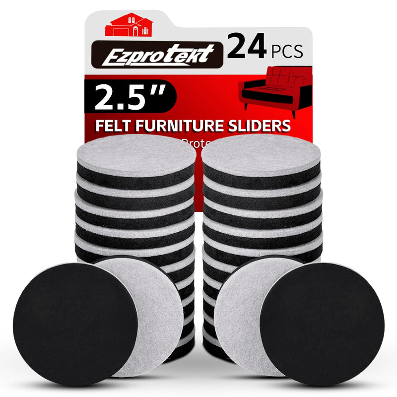 24 PCS 2.5" Felt Furniture Movers Sliders for Hardwood Floors, Reusable Felt Furniture Moving Pads, Sliders for Moving Heavy Sofa Couch Fridge, Furniture Glides Easily and Quickly (Beige, Round) Beige 2.5"