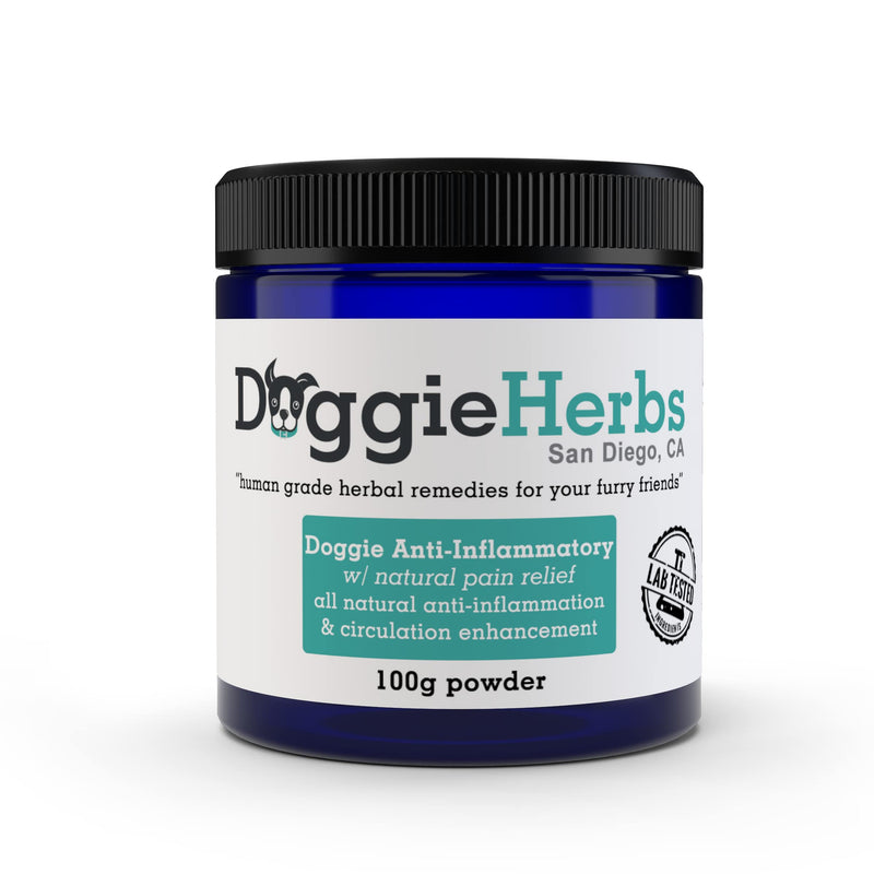 Anti-Inflammatory for Dogs w Turmeric (Curcumin) | Human Grade Dog Pain Relief, Arthritis Supplement – 100g by Doggie Herbs - PawsPlanet Australia