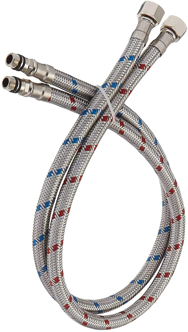 24 Inch Long Faucet Connector, 2Pcs Faucet Supply Lines, Kitchen Sink Toilet Hose Braided Stainless Steel Supply Hose 3/8" Female Compression Thread x M10 Male Connector (1 Pair) 24 Inch